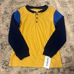 Carter's Mustard and Navy Long Sleeve Tee